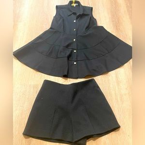 Two piece black cocktail outfit